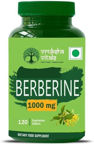 Vruksha Vitals 99% Berberine Extract 1000 mg - 120 tablets/Capsules Powder Supplement
