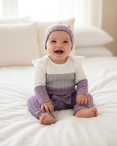 Mioglrie Newborn Baby Girl Clothes Infant Fall Outfits Color Block Pants Set Baby Clothes for Girls 0 3 6 9 12 18 Months3