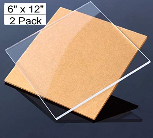 Miniatura 2 de DistinctAndUnique Hojas de plexiglás acrílico fundido transparente (paquete de 2) de 14 de pulgada de grosor (0.236 in), vidrio de plexiglás de