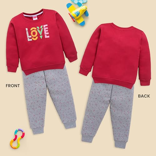 Image of LuvLap Baby Girls Full Sleeve Sweatshirt & Pyjama Set