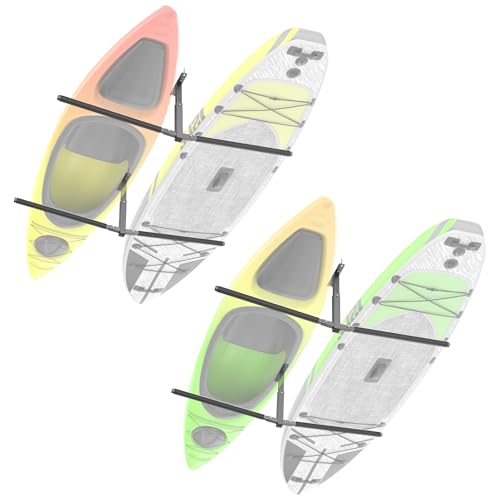 WALMANN Ceiling Kayak Storage Rack for Garage, Heavy-Duty Overhead Kayak Hanger Holds 4 Kayaks, Snowboards, Surfboards, Paddleboards & SUPs, Space-Saving Ceiling-Mount Storage Rack(for 4 Kayaks) by WALMANN - Used condition - US$94.99