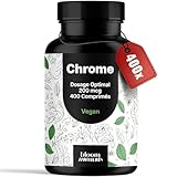 Chrome Complément Alimentaire - 400 Comprimés - Picolinate de Chrome Vegan - Produit en Allemagne - Chromium Picolinate