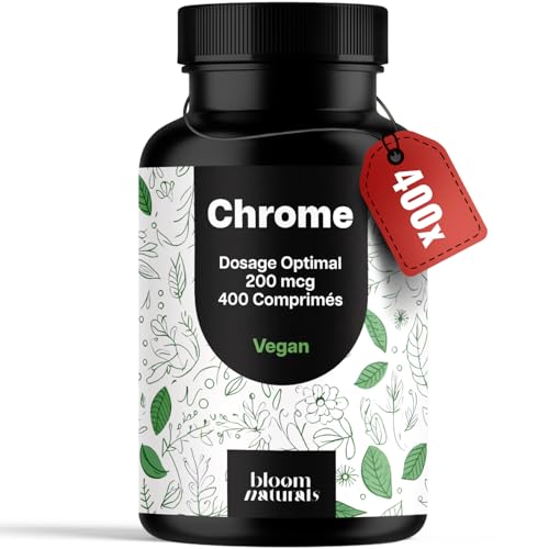 Chrome Complément Alimentaire - 400 Comprimés - Picolinate de Chrome Vegan - Produit en Allemagne - Chromium Picolinate