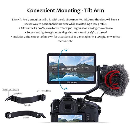 Feelworld F5 Pro V4 6" Touch Screen 3D Lut Dslr Camera Field Monitor With 2Pcs F550 Battery, Usb Light #TOP6