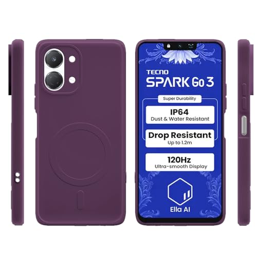 Image of Back Cover Tecno Spark Go 3 4G | MagFit Ring Design (Non-Magnetic) | Shockproof Case | Anti-Slip Grip | Raised Camera Edges | Slim Protective Case for Tecno Spark Go 3 4G (Purple)
