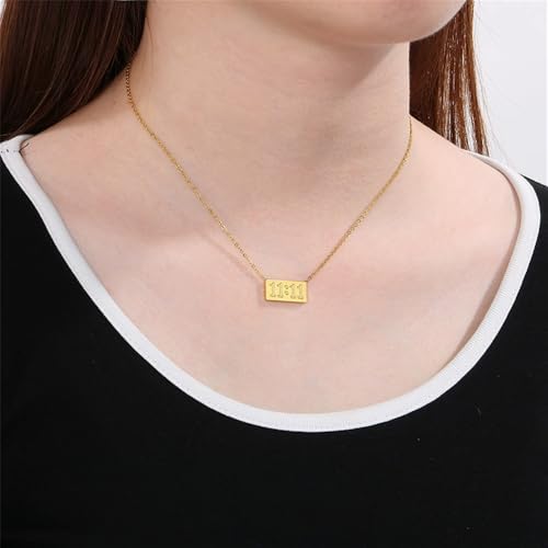 OIDIMS Unique 11:11 Square Shape Pendant Necklace for Women Men's 18k Gold Plated Dainty Angel Number Choker Necklaces Adjustable Chain Personalization Lucky Numerology Jewelry Meaningful Gifts2