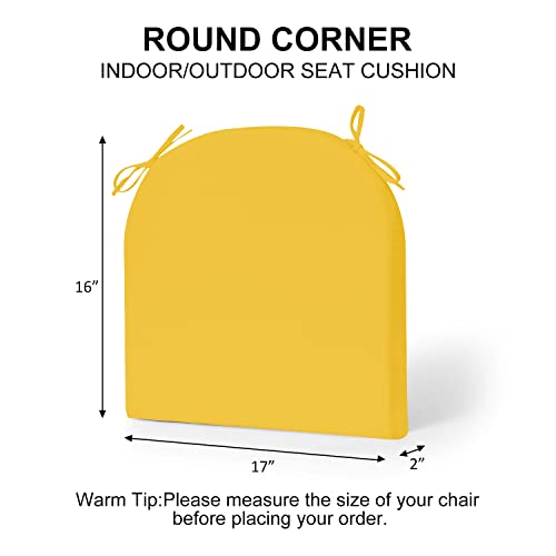 Lovtex Outdoor Chair Cushions 17"X16"X2" Pack Of 4, Patio Cushions For Outdoor Furniture, Water Resistant Round Corner Seat Cushions, Golden Yellow #TOP2