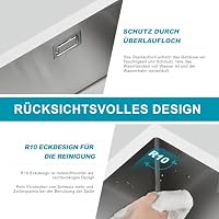 KEOKBON 35 * 40 CM Küchenspüle Edelstahl Nano silber – Ansicht 5