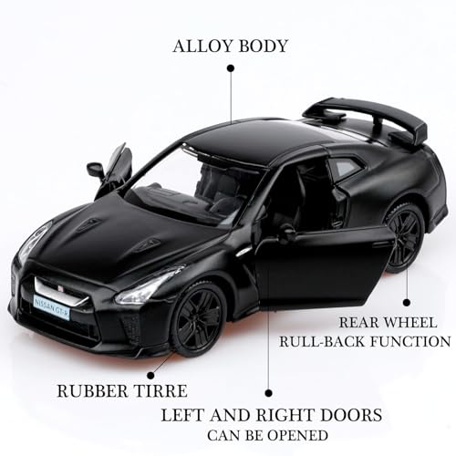 Modelo Nissan GTR a escala 1:36 Negro miniatura 4