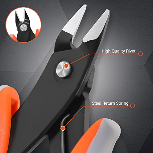 Valuemax Flush Wire Cutters, 3 Pack 5 Inch Precision Micro Cutter Anti-Slip Flush Cut Pliers, Diagonal Side Cutters For Electronics, Aluminum, Jewelry, 3D Printing, And Soft Copper Wire #TOP2