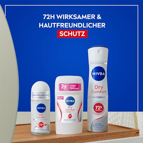 NIVEA Dry Comfort Roll-On Deodorant (50 ml), Re Antiperspirant with Minerals for Dry Skin Feeling, with 48h Protection and Dual Active Formula - Image 5