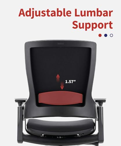 Image of CLATINA Ergonomic High Swivel Executive Chair Fabric Mesh Office Tables Chair with Adjustable Height Head 3D Arm Rest Lumbar Support and Upholstered Back for Home Office Conference Black
