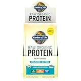 Organic Vegan Unflavored Protein Powder - Garden of Life 22g Complete Plant Based Raw Protein & BCAAs Plus Probiotics & Digestive Enzymes for Easy Digestion Non-GMO Gluten-Free Lactose Free 10ct Tray