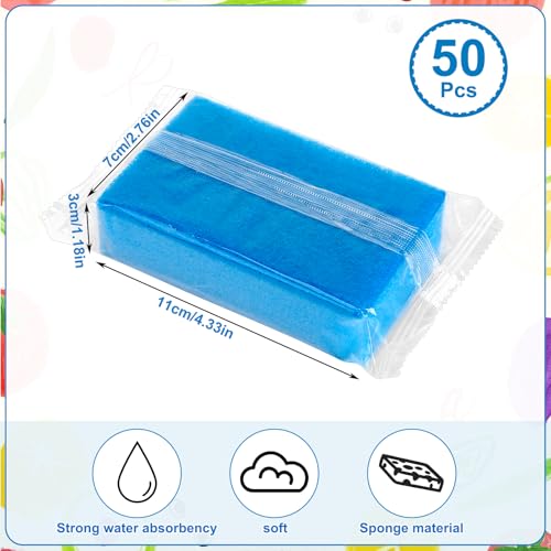 Image of 50 Pcs Individually Wrapped Sponges, Uncompressed Non Scratch Scrouing Sponges for Household Cleaning Dishes Kitchen Airbnb Apartment Car Bike Blue