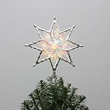 Philips 11.25' Silver Star Treetopper with Iridescent Tinsel - 3 Light Functions with Control Box and Coil -10 Bicolor Microdot LEDs - 72' Lead-in