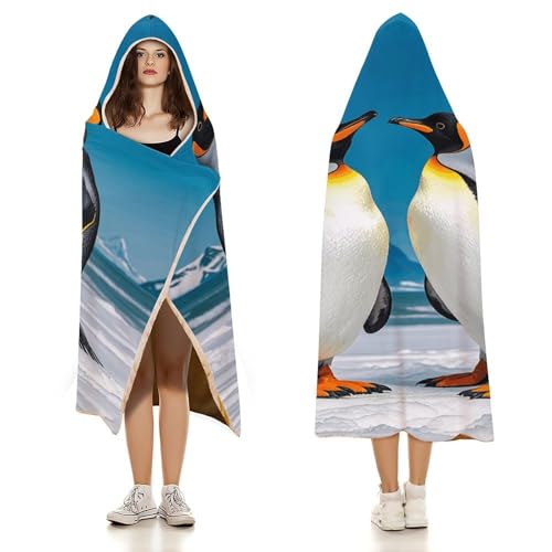 Couverture à capuche pingouins heureux cadeau cocooning idéal - 4
