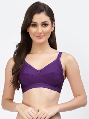 Image of Nuede, Black Seamed Non Padded Minimizer Bra (KamyaBCD-Purple-Black)