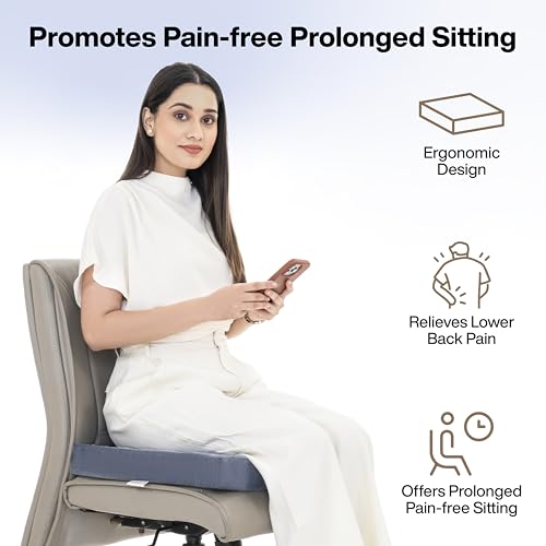 FOVERA Seat Cushion for Chair - for Office & Home Chair & Car Seat - High Resilience Foam for Lower Back Pain & Seat Bone Support for Comfortable Sitting (M - 16 x 16 x 2.5 Inch, Dark Grey Velvet)