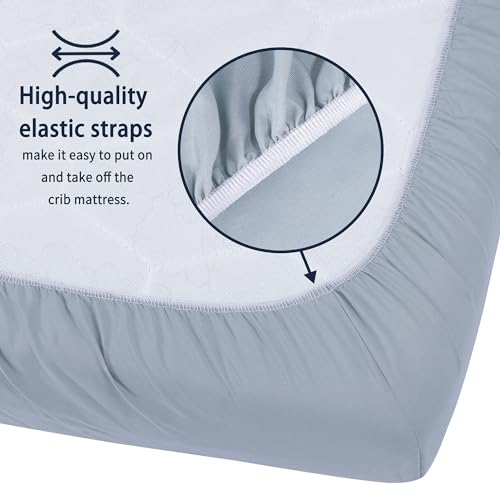 Baby Crib Sheets for Boys Girls, 2 Pack Fitted Crib Sheet for Standard Crib and Toddler Mattress, Soft Microfiber Baby Sheet 52x28x8in (Navy & Gray)