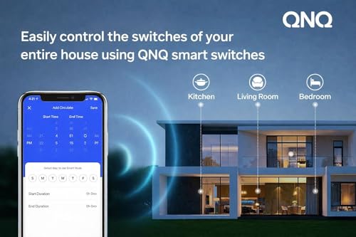 Image of QNQ SMART WiFi TOUCH SWITCH 3 SWITCHES + 1 UNIVERSAL SOCKET (10 amps each) 800 WATT /SWITCH GLASS : Elevate Your Home with Effortless Control Home Automation. fits in 4 module concealed board (WHITE)
