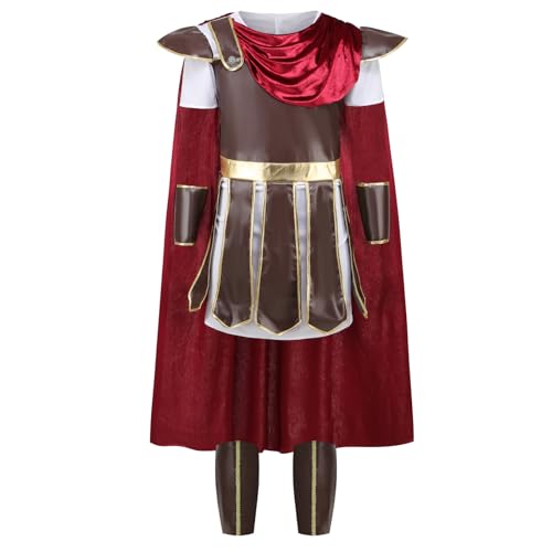 AGCOAH Men's Roman Warrior Costume (Red and White - M)