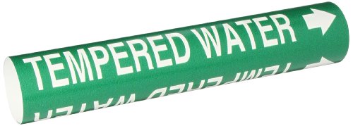 Marqueur de tuyau Brady 4371-C Eau trempée blanc sur vert pour signalisation industrielle