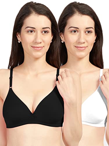 Image of SONARI Omania Womens Non-Padded Cotton Polyester Bras - Solid, Non-Wired, Medium Coverage, Hand Washable (Pack of 2)