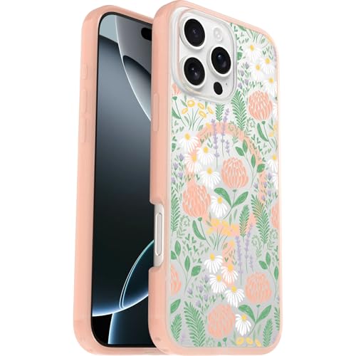 Image of OtterBox iPhone 16 Pro Max Symmetry Series Clear Case - Peachy Bloom Pink - Ultra-Thin, Sleek iPhone Case, Floral iPhone Case