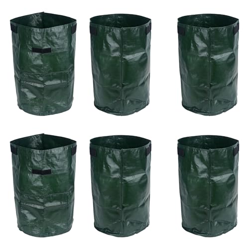 Lychee 6PCS 10 Gallon Potato Grow Bags,35cm x 45cm,PE Potato Planter Bag with Access Flap and Handles for Planting Vegetables Potato Carrot Onion Tomato (6PCS)