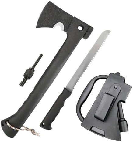 Survival Camping Axe with Fire Starter, Multi-Purpose Outdoor Tool for Hiking, Tree Cutting, Emergency Use