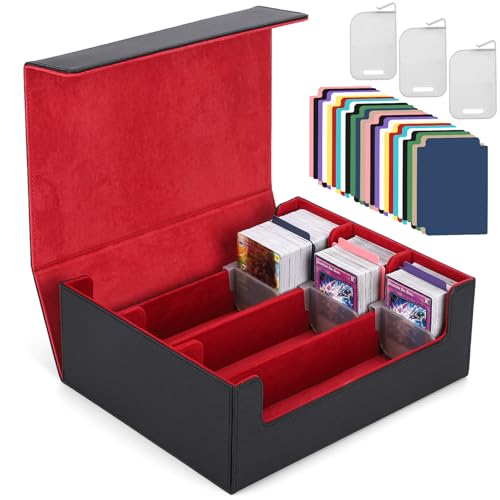 Ralout Estojo de baralho para cartões colecionáveis 1800+, caixa de armazenamento de cartões MTG, caixa de armazenamento de couro com fecho magnético para Magic Commander, MTG, YuGiOh, PKM e cartões