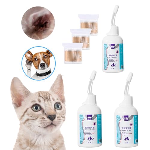 猫犬耳ダニ駆除クリーナー ペットケア 120ML/本 ネコ用 犬用 耳クリーナー ダニ駆除 耳掃除 猫耳掃除 猫用耳洗浄液 耳ケア剤 ペット用 (120ml*3)