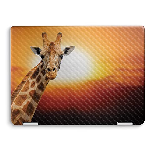 Image of MightySkins Carbon Fiber Skin Compatible with HP Spectre x360 14 inch (2022) Full Wrap Kit - Sunset Giraffe | Protective Durable Textured Carbon Fiber Finish | Easy to Apply | Made in The USA