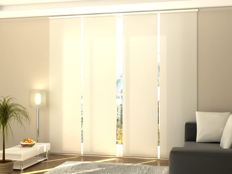 Cortinas correderas blancas, juego de 4 unidades