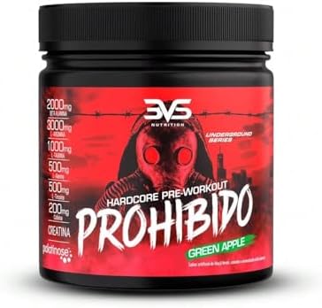 3VS Nutrition Pré Treino Prohibido 360g Sabor Maça Verde