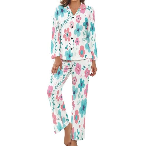 Haut fleurs amusantes de dessins animés pour ce pyjama femme à taille élastique