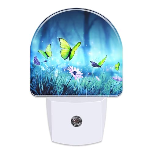 Image of Mystic Fairy Butterflies Glowing Butterfly Forest Dusk to Dawn Plug in Night Light, 0.5w Energy Saving Sleep Friendly NightLight for Kids Boys Girls Home Decor