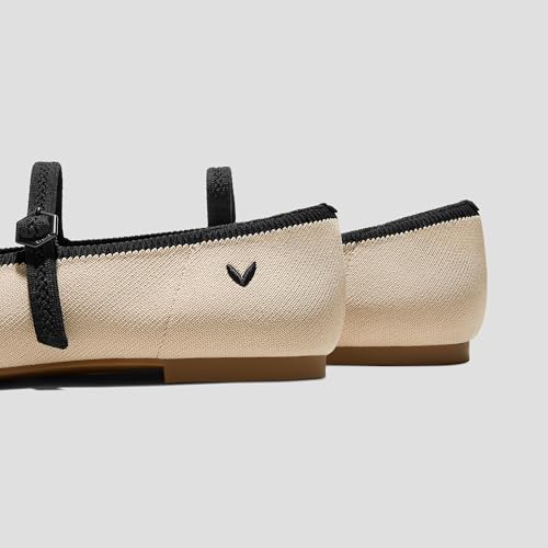Image of VIVAIA Nelly Women's Mary Jane Flats Comfortable Almond Toe Ballet Flat Shoe Lightweight Soft Versatility Dress Shoes