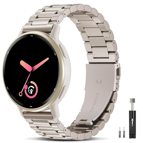 Wizvv Armband kompatibel mit Garmin Vivoactive 5/Forerunner 245/645/55 20mm Edelstahl Metall Ersatzband für venu Sq/2 Plus Herren Damen