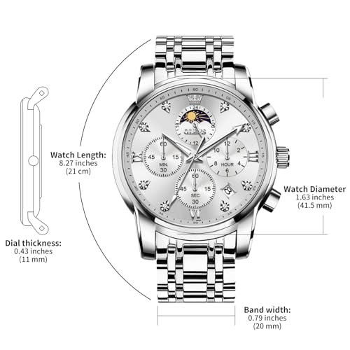 Image of OLEVS Watches for Men Dress Chronograph Luxury Stainless Steel Big Face