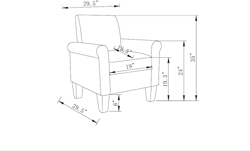 Miniatura 2 de YILIBO Sillón acolchado para lectura, sofá individual, silla reclinable moderna, silla de club, sala de estar, dormitorio, oficina, sala de espera,