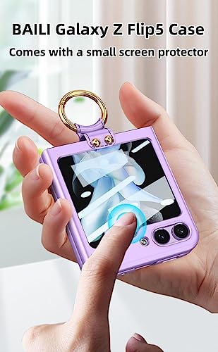 BAILI Capa para Samsung Galaxy Z Flip 5, Galaxy Z Flip 5 capa com anel e película protetora de tela