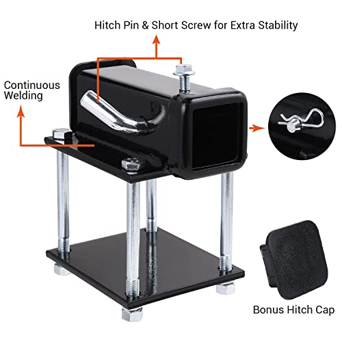 Ohuhu Bolt-On Rv Bumper Hitch Receiver Adapter Fits 4-4.5" Beam, 2" Receiver With Hitch Pin & Hitch Cover #TOP1