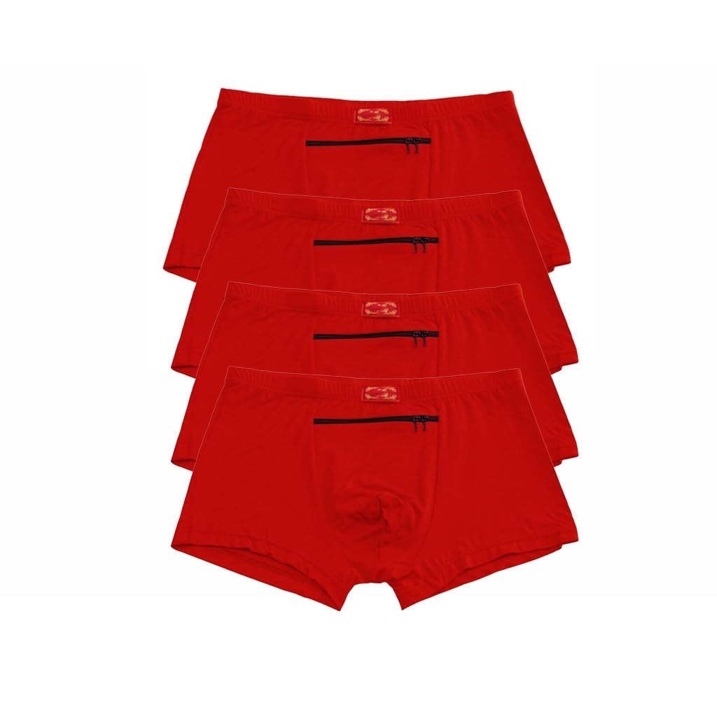 Calzoncillos boxer con cremallera secreto oculto bolsillo ropa interior hombres pack de 4 L
