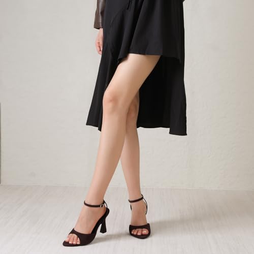 Image of Susanny High Heels for Women Pointed Open Toe Strappy Chunky Block Heels Ankle Strap Stiletto Kitten Heeled Sandals Wedding Bridal Party Prom Sexy Dress Shoes