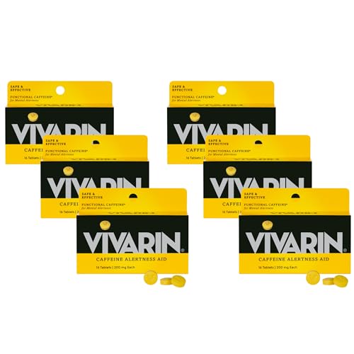Vivarin Caffeine Pills 200mg Caffeine per Dose Safely and Effectively Helps You Stay Awake No Sugar Calories or Hidden Ingredients Energy Supplement 16 Tablets Pack of 6