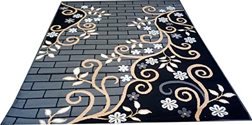 Image of Home Decore Acrylic Carpet for Your Living Room & Drawing Room Aywhere in Your Home (180X240 Black Colour)- 6x8 Feet