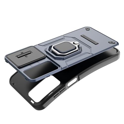 Image of TPU+PC Camshield Pro Case With Slide Camera Protection And Ring Stand Bumper Back Case Cover For Samsung Galaxy M15 5G / F15 5G (Black)
