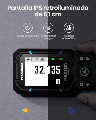 MiLESEEY S50 Metro Laser con Rayo Verde, 120 m Medidor Laser, P2P Medidor Laser Distancia, Alineación Láser Lateral, Recargable, 6,1 cm IPS-Display, Interior Exterior - imagen 6