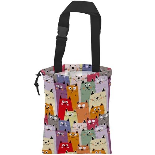 Image of Car Trash Bag Cute kitten Cats Car Garbage Bag Hanging Car Trash Can for Back Seat with Drawstring